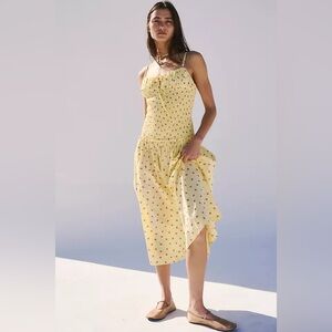 Free people lavender daze dress smocked flare med poplin cottagecore fairy boho